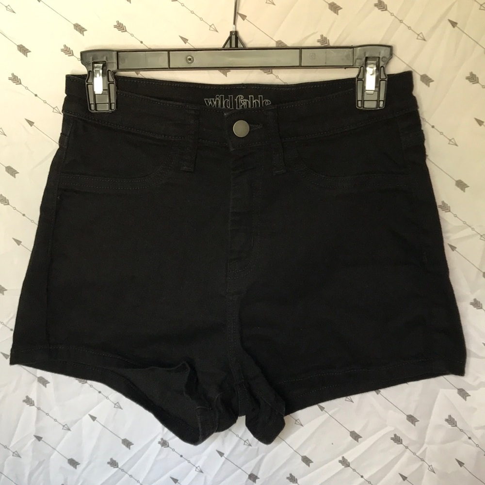 Black High Waist Stretchy Shorts